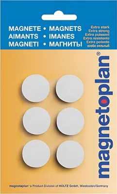 Zdjęcie produktu dla Magnetoplan 16645600 Magnes Discofix Hobby 6 sztuk, biały