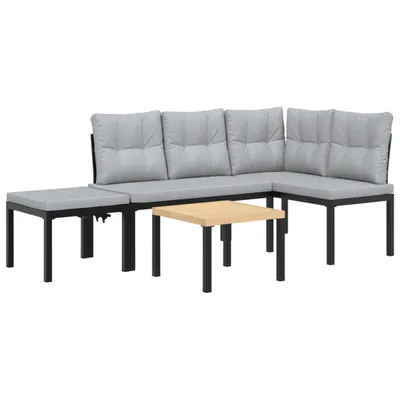 Produktbild von Gartenbank-Set 4-tlg. Schwarz Pulverbeschichteter Stahl