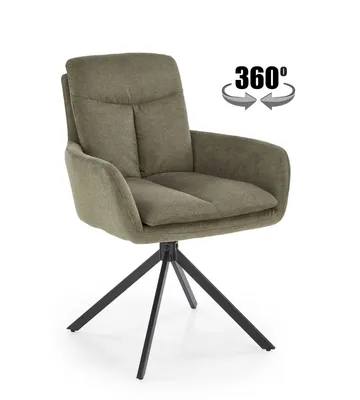Produktbild von Stuhl K536 olivgrün gepolstert mit Armlehnen aus Stoff und Metall 62x85x68 cm