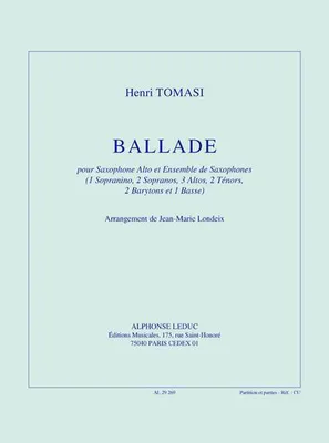 Produktbild von Ballade pour saxophone alto etensemble de saxophones