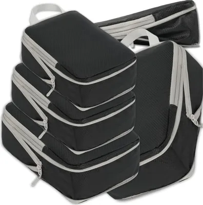 Produktbild von EDIBAZZAR | 4-teiliges Reisekoffer-Organizer-Set, schwarz, mit Reißverschluss