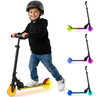 Obrázek produktu pro Dětská koloběžka LUMI RIDE dvoukolová koloběžka s LED kolečky, zadní brzda, výškově nastavitelná, nosnost do 50 kg, skládací černá Sun Baby