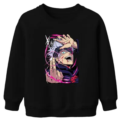 Produktbild von Jujutsu Kaisen Gojo weißes Haar Augenbinde Kinder Sweatshirt Pullover, Schwarz, 104