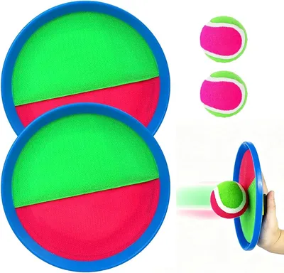 Produktbild von Ballfang- und Wurfspiel, 2 Schläger und 2 Bälle, für Garten