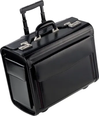 Produktbild von Bowatex große Leder Pilotenkoffer Trolley 46 cm Handgepäck Aktentrolley Schwarz
