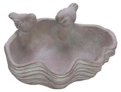 Produktbild von Zementvogeltränke, 2 Vögel, grau, 22 x 20 x 10 cm, handgefertigt, *Germany*