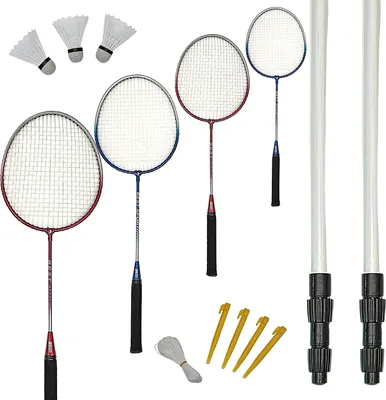 Produktbild von Best Sporting Federball Set Erwachsene und Kinder I Badminton Set bestehend aus Netz, 4 Schlägern, 3 Badmintonbällen und Tasche I Federball Set Kinder I Badminton Netz und Schläger für den Garten