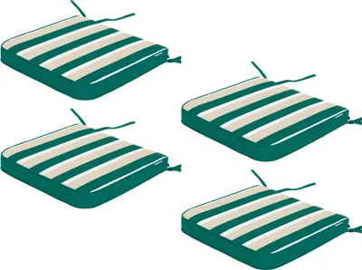 Produktbild von Gartenkissen-Set Masza – 4er-Set (je 48×45 cm), abnehmbarer Bezug, wetterfest, beidseitig nutzbar, mit Bändern & Gummizug | PillowPrim