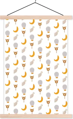 Produktbild von MuchoWow® Textilposter Illustrationen - Pastell - Muster 60x90 cm mit holzfarbenen Rahmen - Textil