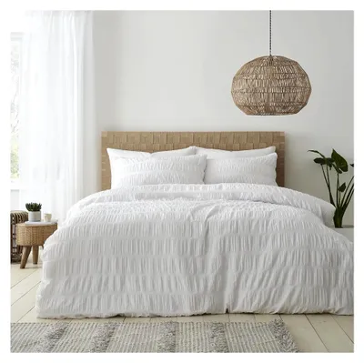 Produktbild von Bettwäsche-Set aus Seersucker für Einzelbett, mit Kissenbezug, Weiß