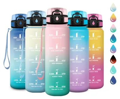 Trinkflasche 500 ml, BPA-frei, mit Zeitmarkierungen, auslaufsicher