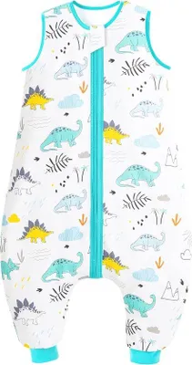 Productafbeelding van Slaapzak voor kinderen, zonder mouwen - 100% katoen, 0,5 TOG, dinosaurusprint, 90 cm