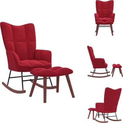 Imagen del producto de vidaXL Sillón mecedora con reposapiés, tapizado en terciopelo, color burdeos - Sillones mecedoras