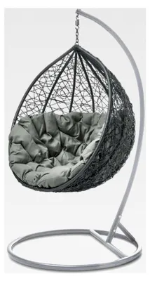 Produktbild von Hängesessel aus Polyrattan mit Gestell und Kissen für den Außenbereich