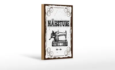 Produktbild von Holzschild Hinweis 20x30 cm Retro Nähstube Nähmaschine Deko Schild