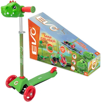 Produktbild von EVO Adjustable Tricycle Scooter für Kinder Light Up Mini Cruiser Luminous Wheels Dinosaur