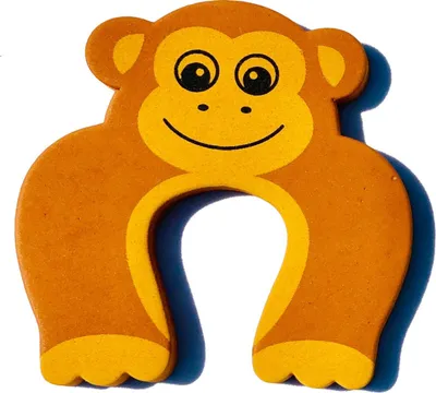 Produktbild von EWANTO Türstopper Affe für Kinder und Haustiere aus Schaumstoff Fensterstopper Einklemmschutz Kindersicherung Braun TSAF-01