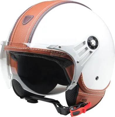 Immagine prodotto di Casco jet CMX - casco scooter Paul bianco lucido + pelle marrone "M"