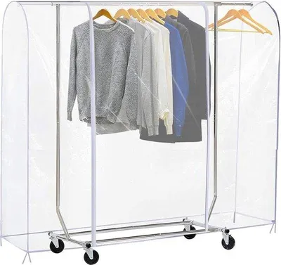 Produktbild von Famanu Kleiderständer Transparente Kleiderhülle 6ft - Robuste Reißverschlüsse - 180x150x50cm