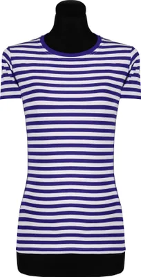 Produktbild von T2975-0402-XL blau-weiß Damen Kurzarm tailliert Ringelshirt Marineshirt Gr.XL=46