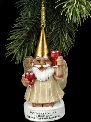 Produktbild von Christbaumschmuck - Gartenzwerg Engel mit Wein