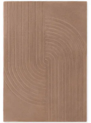 Produktbild von Vikosa Wollteppich Arcura, Einfarbiges Bogen Design, Beige - 80x150 cm
