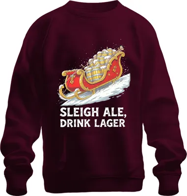 Produktbild von Sleigh Ale Drink Lager Weihnachten Bier Geschenk Santa lustig Uni Sweatshirt Pullover, Burgundy, L