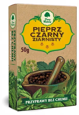 Pieprz czarny ziarnisty naturalny Dary Natury 50g 100% przyprawa do potraw