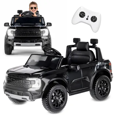 Produktbild von Ford Raptor Kinder Elektroauto SUV Kinderfahrzeug 12V Akku Fernbedienung LED MP3 Sound Elektro Kinderauto ab 3 Jahren schwarz