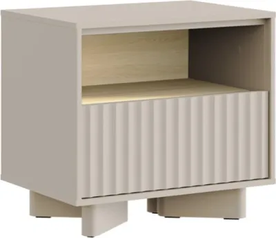 A single nightstand with a drawer and an open shelf.