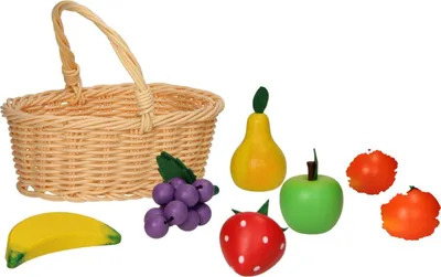 Obrázek produktu pro Dřevěné ovoce v piknikovém koši 17dlg.