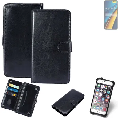 Produktbild von K-S-Trade 360° Hülle kompatibel mit POCO X6 schwarz Kunstleder Case BookCase WalletCase Kunstlederederhülle Handyhülle, Rundumschutz Bumper (1x)