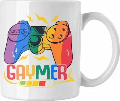 Produktbild von Trendation - LGBT Tasse Geschenk für Schwule Lesben Transgender Gaymer Regenbogen Lustige Grafik Regenbogen (Weiß)