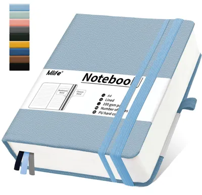 Image de Cahier A4, format ligné, 360 pages, grammage 100g/m², couverture rigide, bleu clair