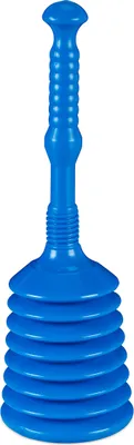 Immagine prodotto di Relaxdays Sturalavandini con ventosa, HD: 49x15,5 cm, sturalavandini per intasamenti, WC, lavandino e doccia, plastica, blu