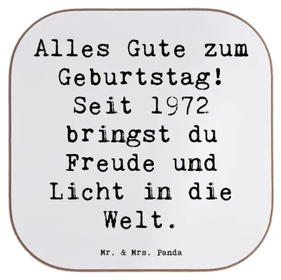 Produktbild von Mr. & Mrs. Panda Untersetzer für Gläser Spruch 1972 Geburtstag Freude - Weiß - Geschenk, Glas, Geburtstagssprüche, Geburtstagsgeschenk, Happy Birthday, 50., Alter