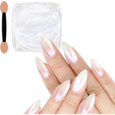 Immagine prodotto di Polvere per unghie effetto perla, cromatico, iridescente, metallizzato, effetto specchio, glitter, per decorazioni per unghie, colore bianco perla, 1g