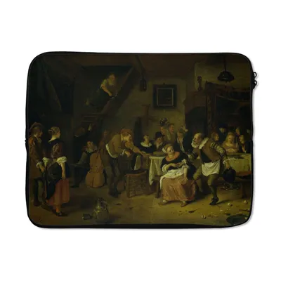 Produktbild von MuchoWow® Laptop Hülle 17 Zoll Laptoptasche Die Bauernhochzeit - Jan Steen - Zipper - Schutzabdeckung