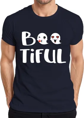 Produktbild von Boo Tiful Halloween Geister Niedlich Herz Emoji Geschenk Lustig Herren T-Shirt, Navy, S