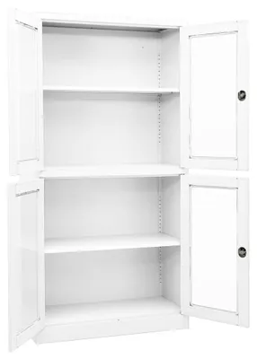 Obrázek produktu pro vidaXL Kancelářská skříň bílá 90x40x180 cm Ocel a tvrzené sklo