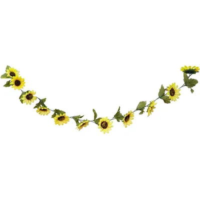 Sonnenblumen Girlande 220 cm lang Kunstblume Deko Geburtstag Hochzeit DIY Basteln Tischdeko Wanddeko DIY Dekoration Zuhause Blumenranke