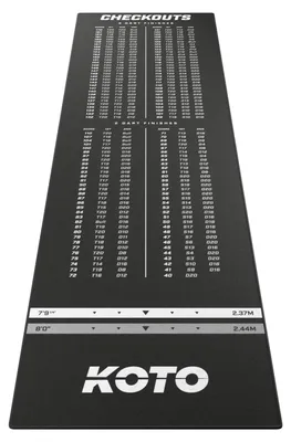 Productafbeelding van Dartmat checkout dartsmat - 285 x 80 cm - Antislip onderkant - 2 werplijnen met checkout tabel