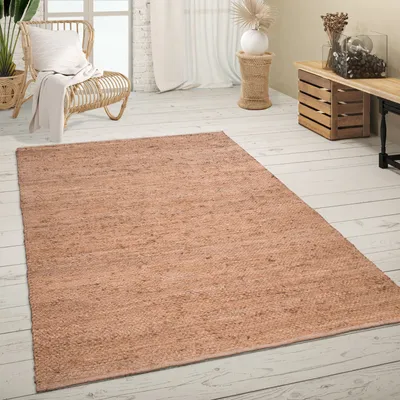 Produktbild von Teppich Wohnzimmer Naturfaser Jute Handgearbeitet Abstraktes Modernes Muster Grösse 120x170 cm