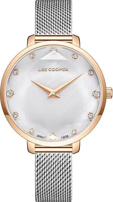Produktbild von Lee Cooper Damen Analoguhr LC08078.520, Roségold & Silber, Milanese, Strasssteine