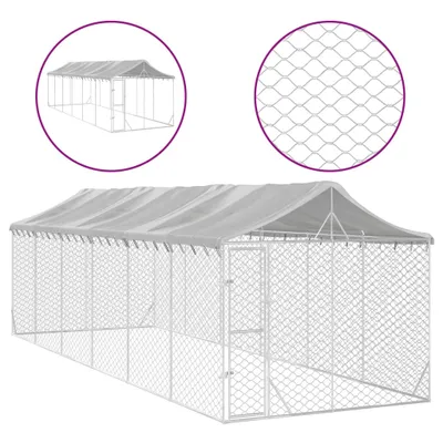 Immagine prodotto di Cuccia Cani da Esterno Tetto Argento 3x9x2,5 m Acciaio Zincato
