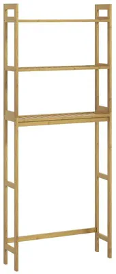Produktbild von Toilettenständer mit 3 Ablagen | Farbe: Naturholz | Abmessungen: 68x20x165 cm