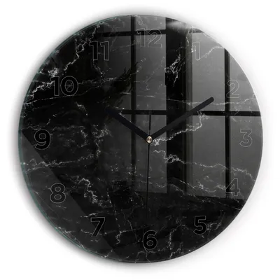 Produktbild von Wallfluent Wanduhr – Stilles Quarzuhrwerk - Uhr Dekoration Wohnzimmer Schlafzimmer Küche - Zifferblatt - schwarze Zeiger - 30 cm - Schwarzer Marmor