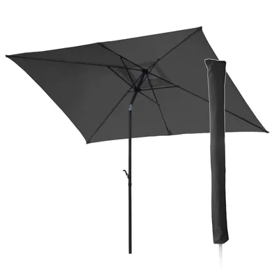 Produktbild von SVITA Sonnenschirm Set 3x2m Balkonschirm rechteckig mit Sonnenschutz Matt Schutzhülle Dunkelgrau