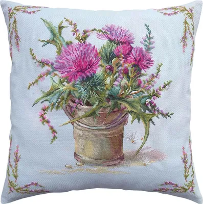 Produktbild von RTO Kreuzstichkissen "Distel und Heidekraut" CU058, Zählmuster, 40x40 cm