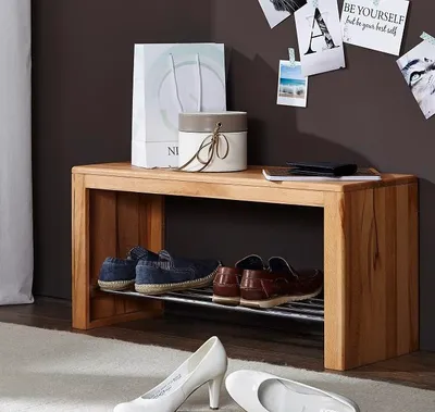 Produktbild von Schuhregal 81x30cm 'Bayreuth' Kernbuche massiv